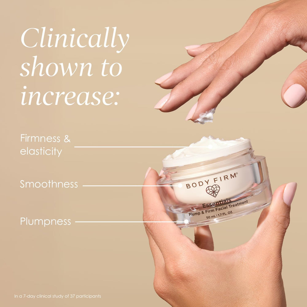BODY FIRM open jar showing whipped cream texture for fast absorption and hydration