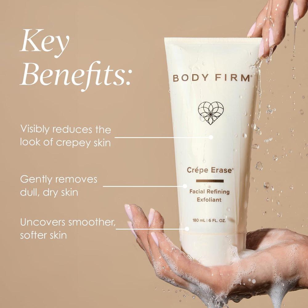 BODY FIRM label close-up revealing ingredient list and TruFirm Complex benefit: formula transparency