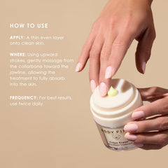 BODY FIRM jar next to ruler showing 1.7 fl oz travel-friendly size benefit