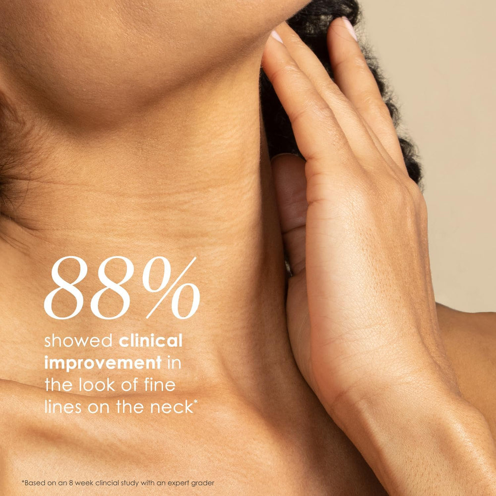 BODY FIRM cream on decollete in lifestyle scene promoting hydrated comfort