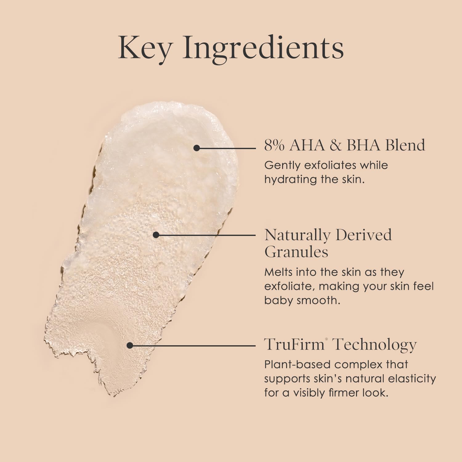 BODY FIRM cream texture close-up highlighting smooth consistency benefit: gentle application