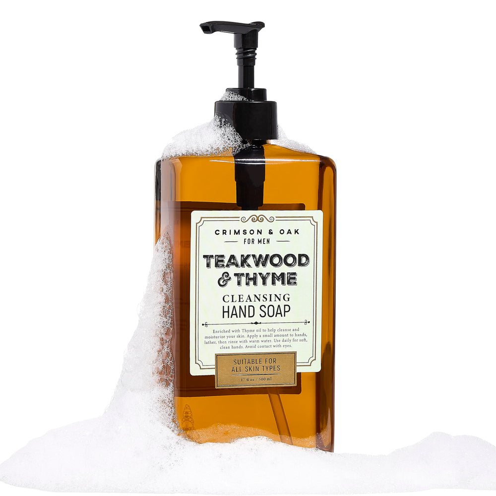 Body Prescriptions front packaging showing teakwood and thyme scent and pump usability