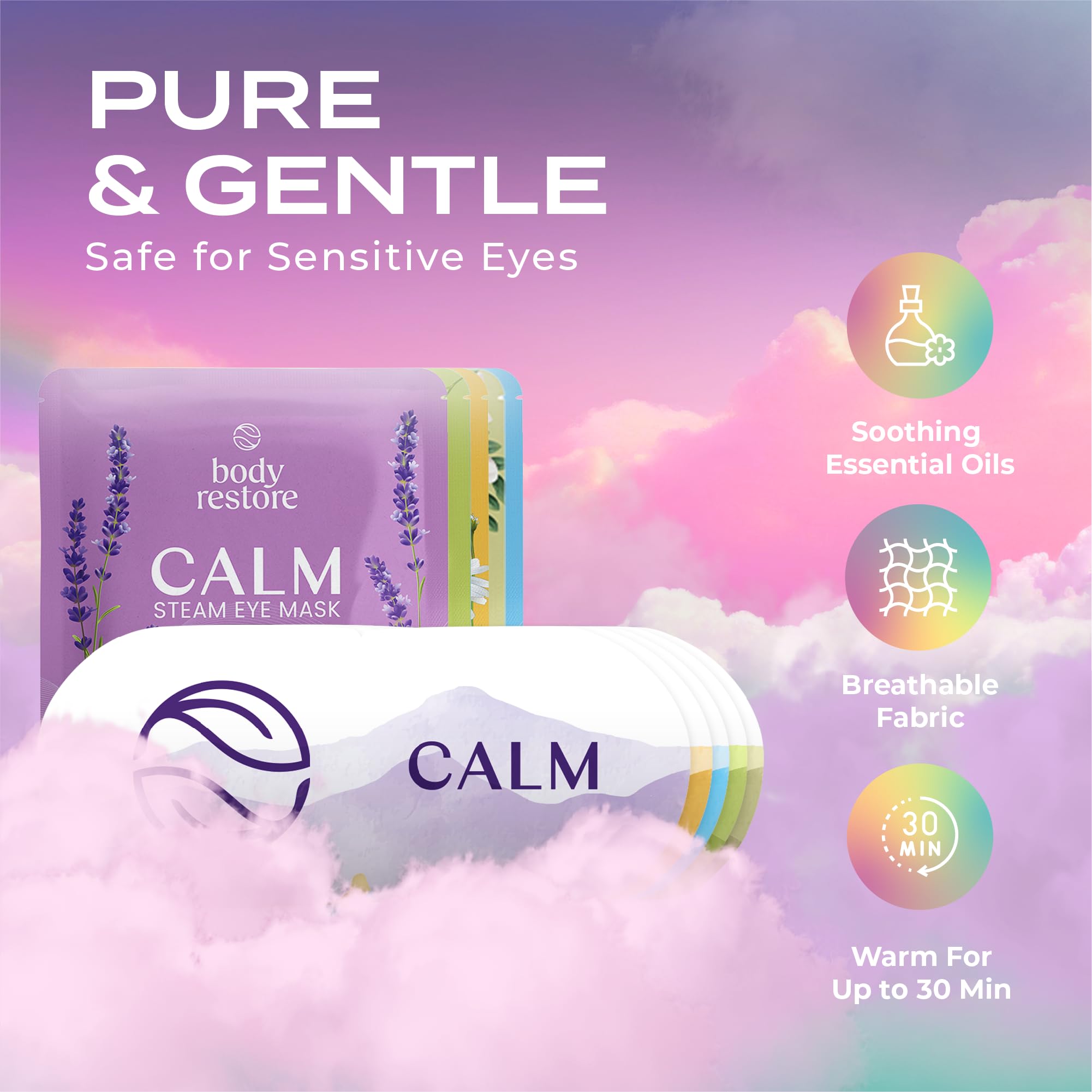 Body Restore close-up on soft mask texture demonstrating gentle comfort against skin