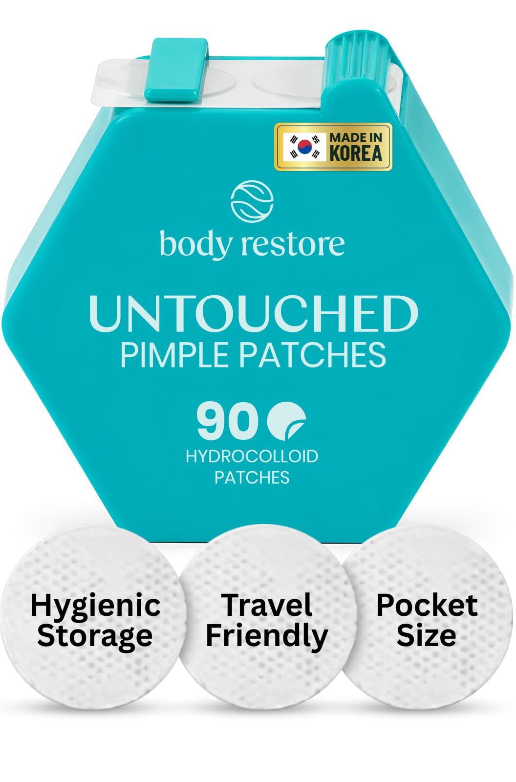 Body Restore front packaging showing 90-count value and hygienic dispenser benefit