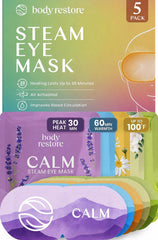Body Restore front packaging showing five steam eye masks and gift-ready box for convenience