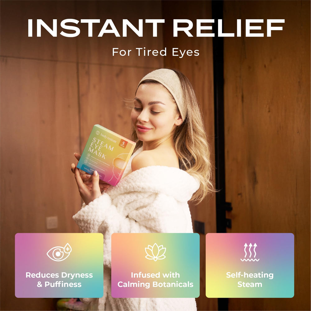 Body Restore mask in a relaxing chair scene showing calm, spa-like at-home benefit