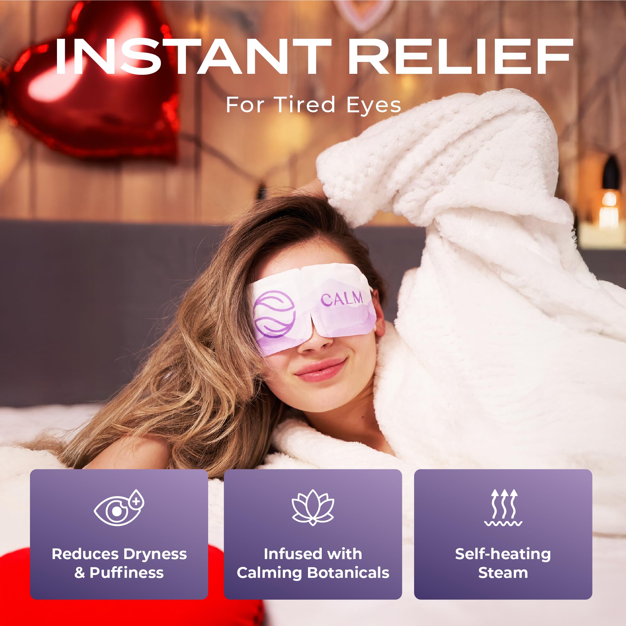 Body Restore single unfolded heated eye mask displayed flat showing ergonomic shape and comfort