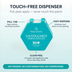 Body Restore patch next to a coin showing compact size and portable convenience