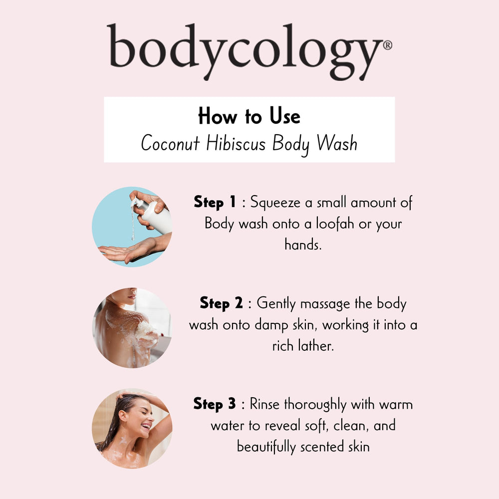 Bodycology bottle staged in bathroom lifestyle scene suggesting a relaxing shower routine