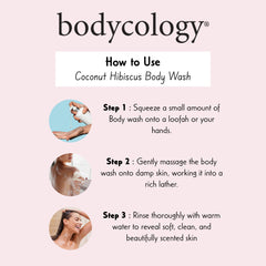 Bodycology bottle staged in bathroom lifestyle scene suggesting a relaxing shower routine
