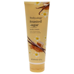 Bodycology front tub showing toasted sugar label and convenient 8 oz size benefit