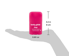 BodyGlide For Her balm spread on skin close-up showing smooth non-greasy texture