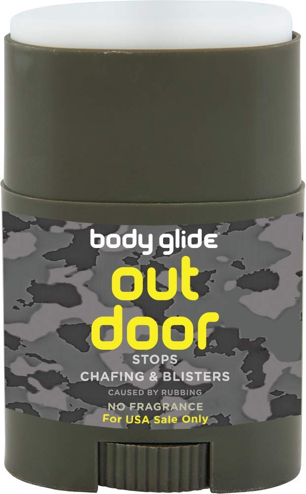 BodyGlide stick front view showing compact, fragrance-free protection