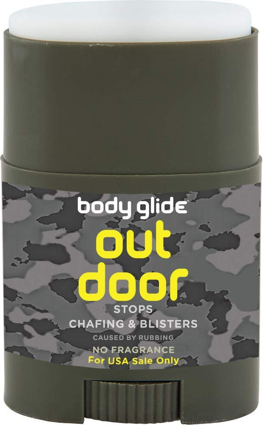 BodyGlide stick front view showing compact, fragrance-free protection