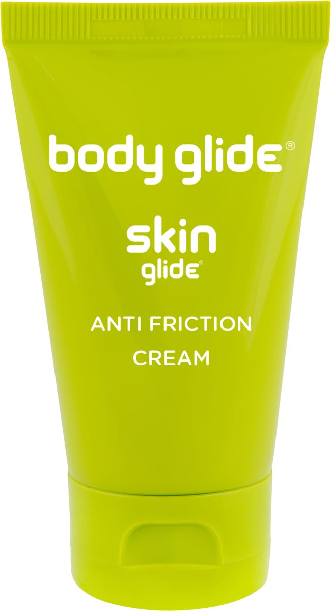 BodyGlide Skin Glide front packaging showing compact tube and size, protects against chafing