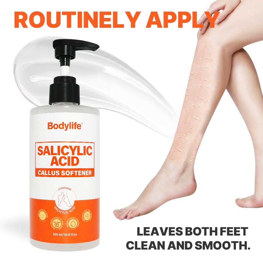 Bodylife before and after feet comparison showing smoother heel benefit