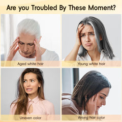 BOJICA applied to dry hair in bathroom showing quick, low-mess at-home use