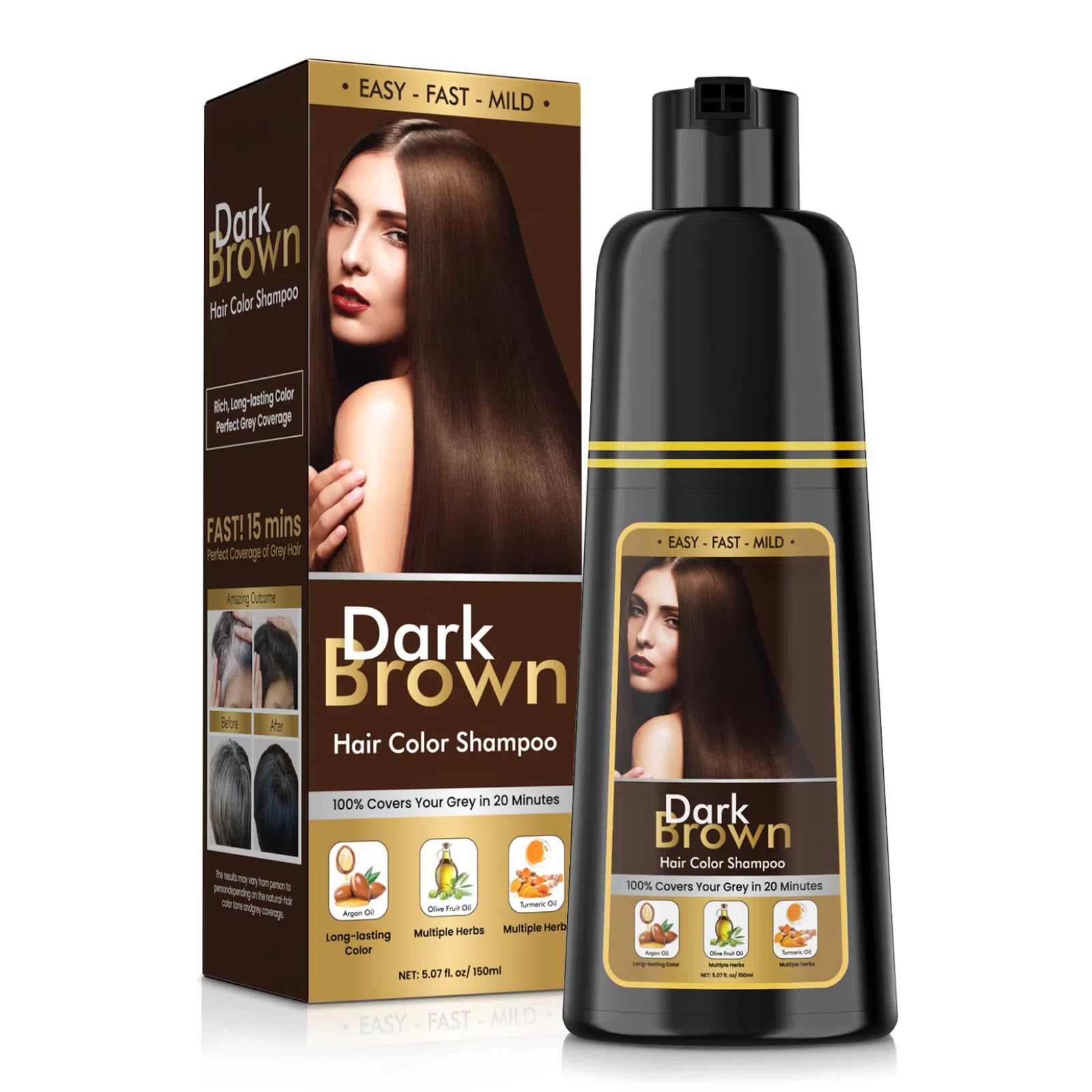 BOJICA front packaging 150ml bottle showing dark brown shade and travel-friendly size
