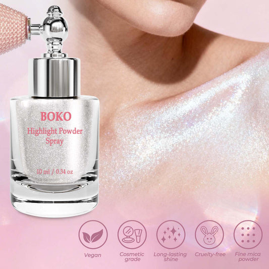 Boko close-up of spray nozzle delivering even glitter for easy application