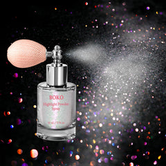 Boko front bottle glitter spray showing compact festival-ready design and portability