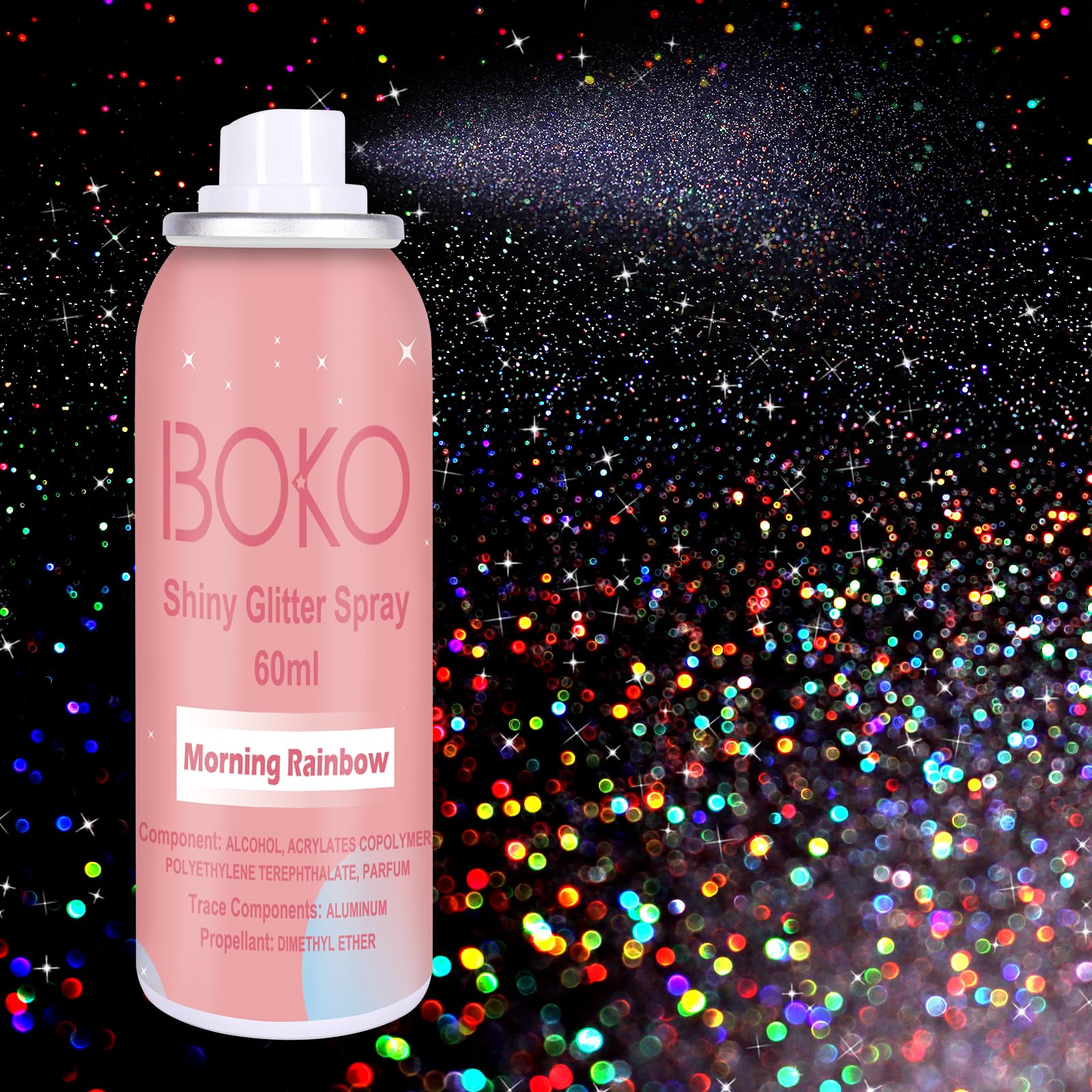 Boko front packaging 60ml bottle showing brand and holographic finish benefit instant sparkle
