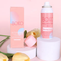 Boko lifestyle concert setting showing model at rave with glitter and eye-catching festival presence benefit