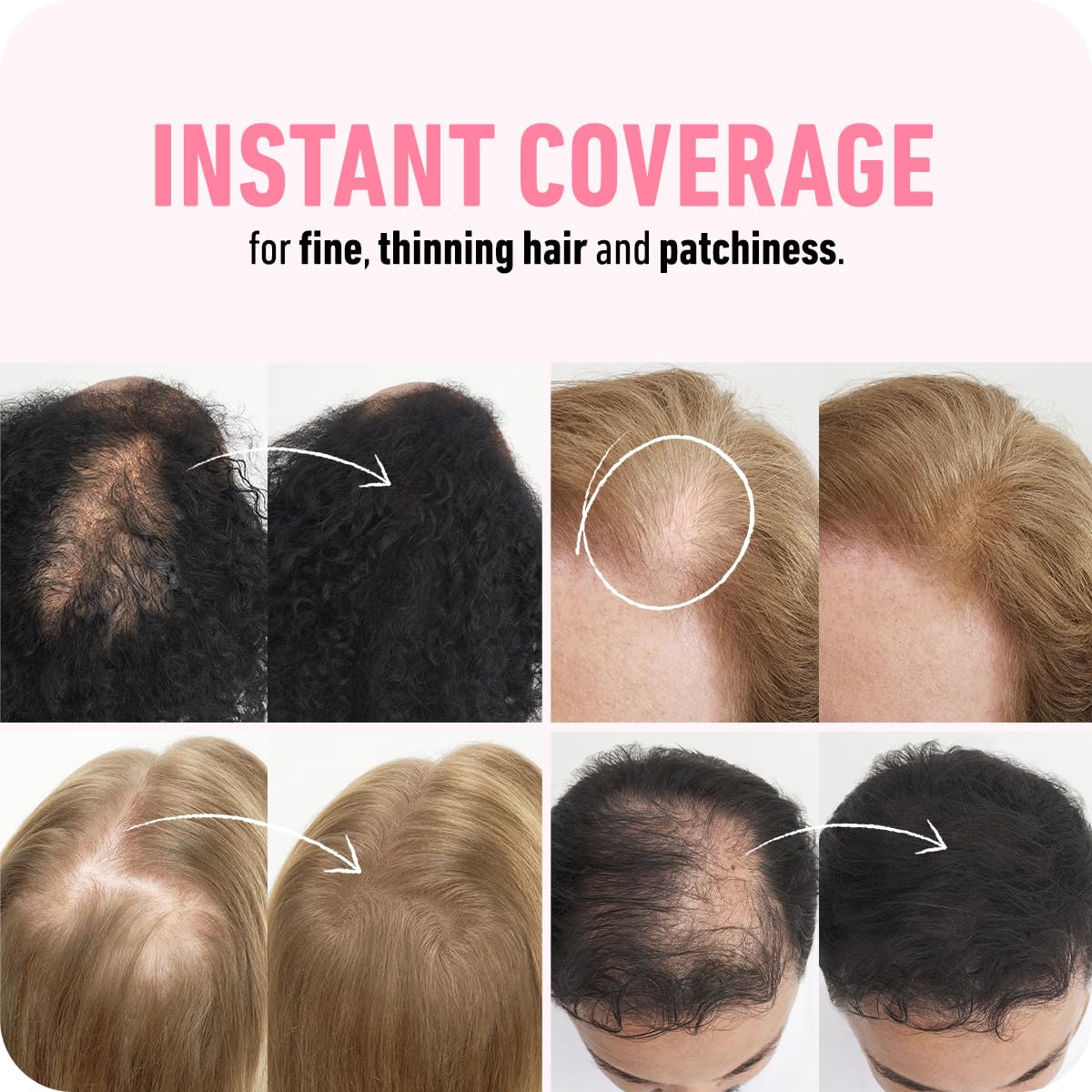Boldify application on hair part demonstrating quick, seamless fill-in