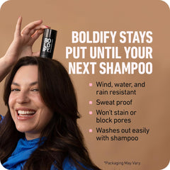 Boldify fibers blended into hair for undetectable, natural density