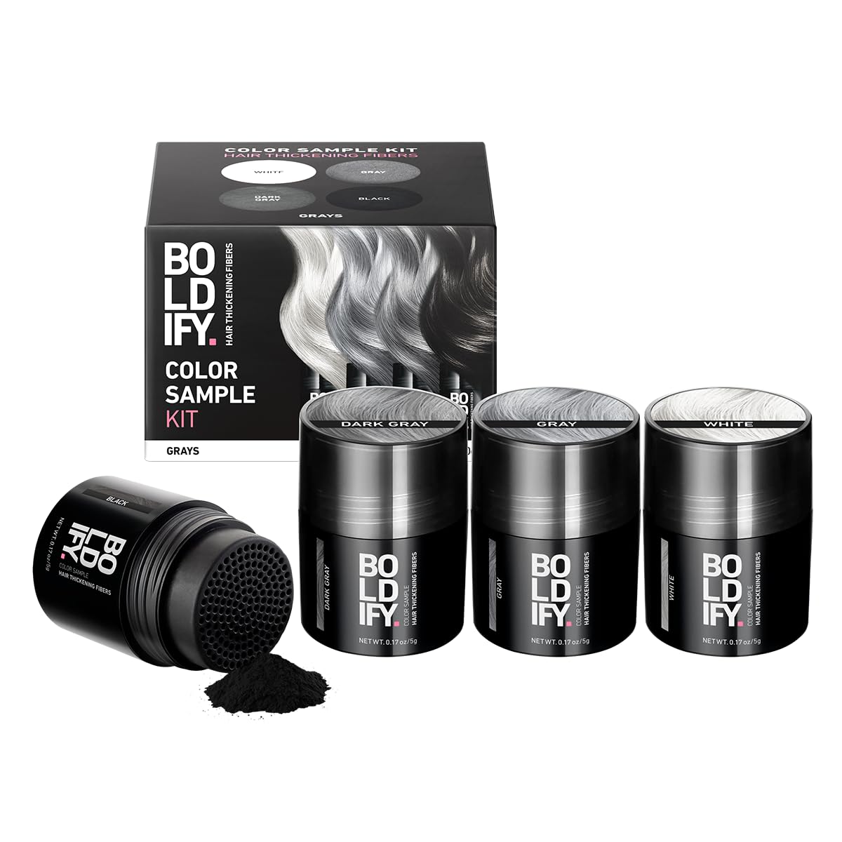 Boldify front packaging sample kit shows compact, travel-friendly benefits