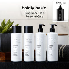 Close-up Boldly Basic ingredients label showing clean formula transparency