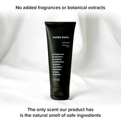 Boldly Basic bottle on bathroom shelf showing everyday convenience and simplicity