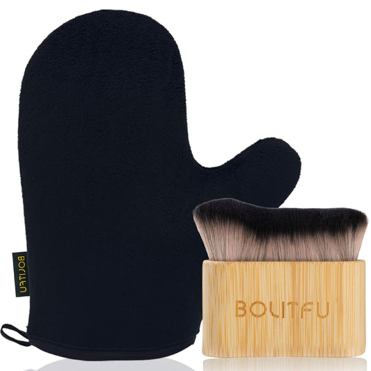 BOLITFU mitt and brush set front view showing complete applicator kit benefit