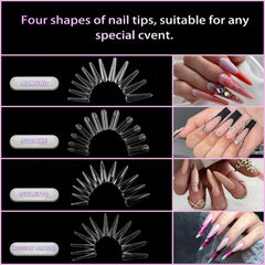 BOMOQING clear dual forms close-up revealing smooth interior for consistent tips
