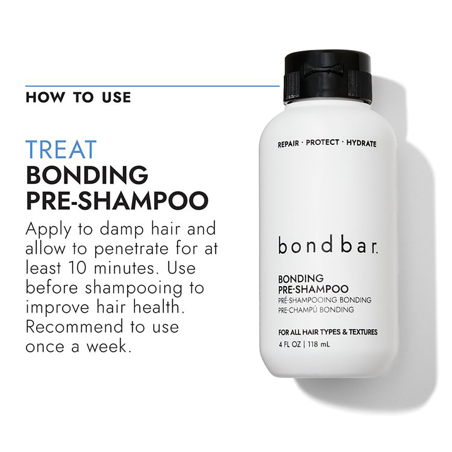 Lifestyle before-and-after wash image with Bondbar, illustrates improved shine and smoothness