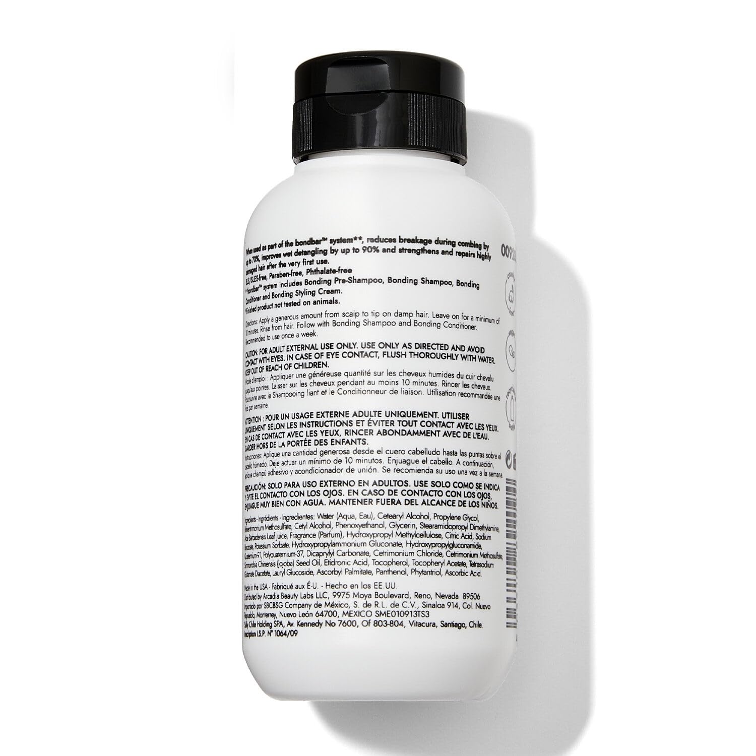 Close-up of Bondbar label detail, displays clean-formula claims and ingredient cues