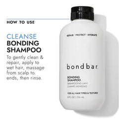 Bondbar bottle in bathroom setting illustrating salon-like results