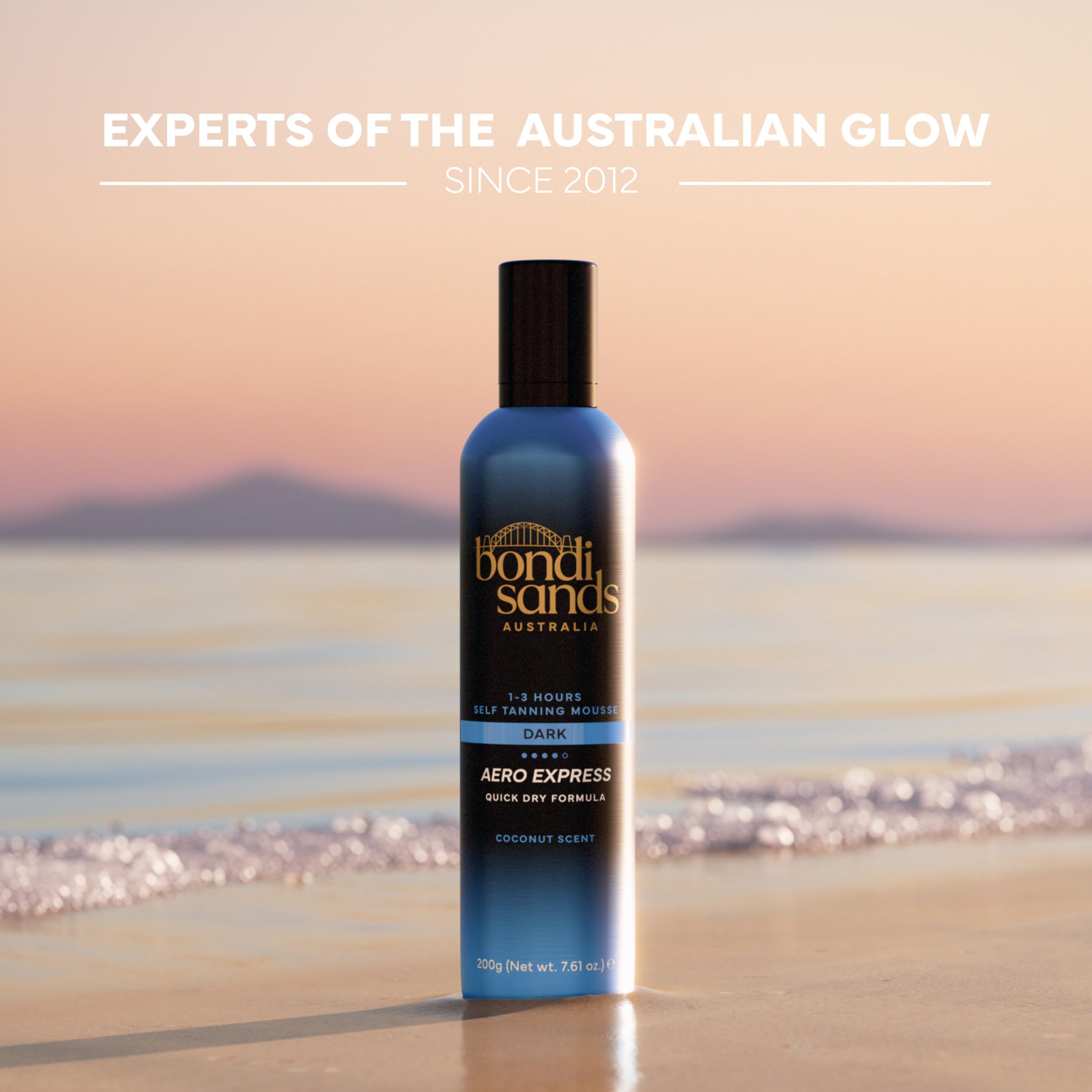 Bondi Sands label closeup highlighting usage instructions and fast development