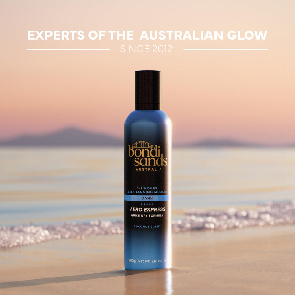 Bondi Sands label closeup highlighting usage instructions and fast development