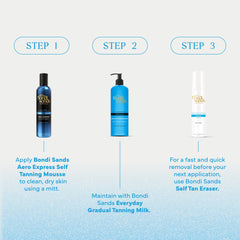 Bondi Sands can next to ruler showing 7.61 fl oz size for travel convenience