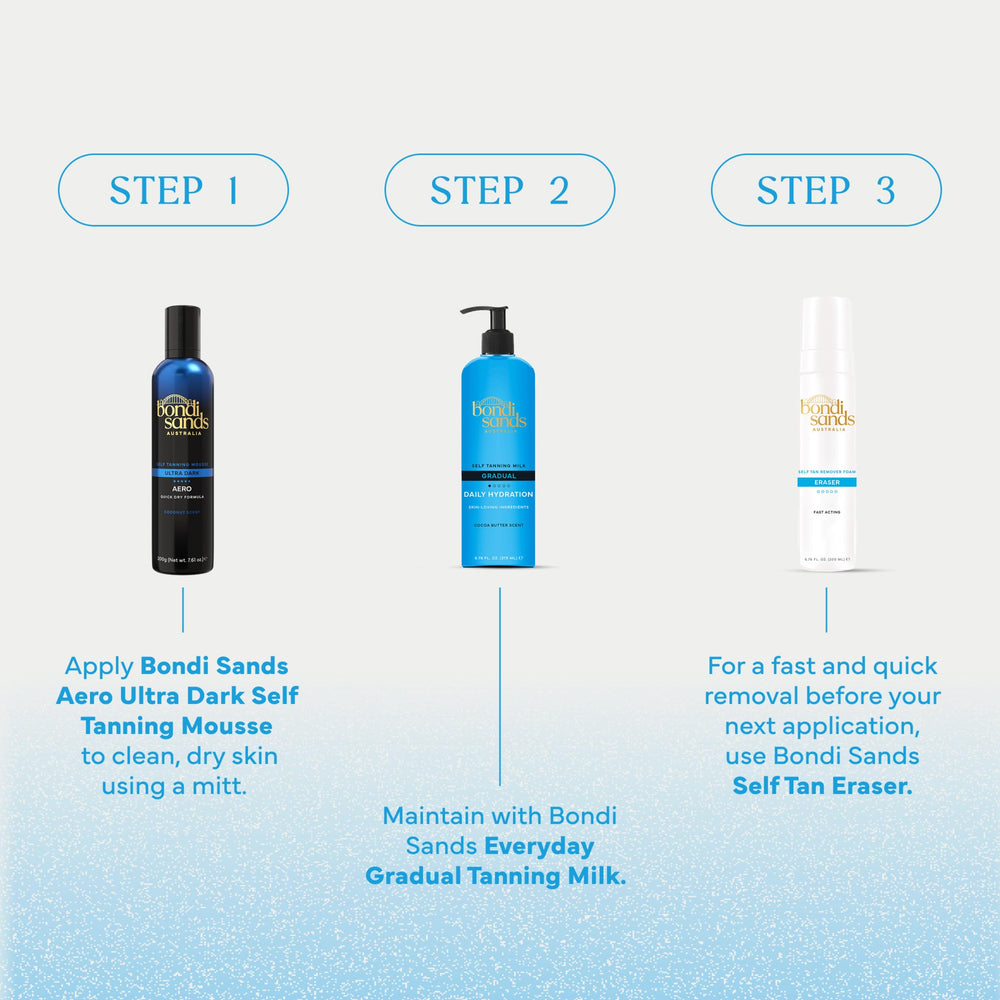 Hand holding Bondi Sands Aero to show 225 mL size and travel convenience