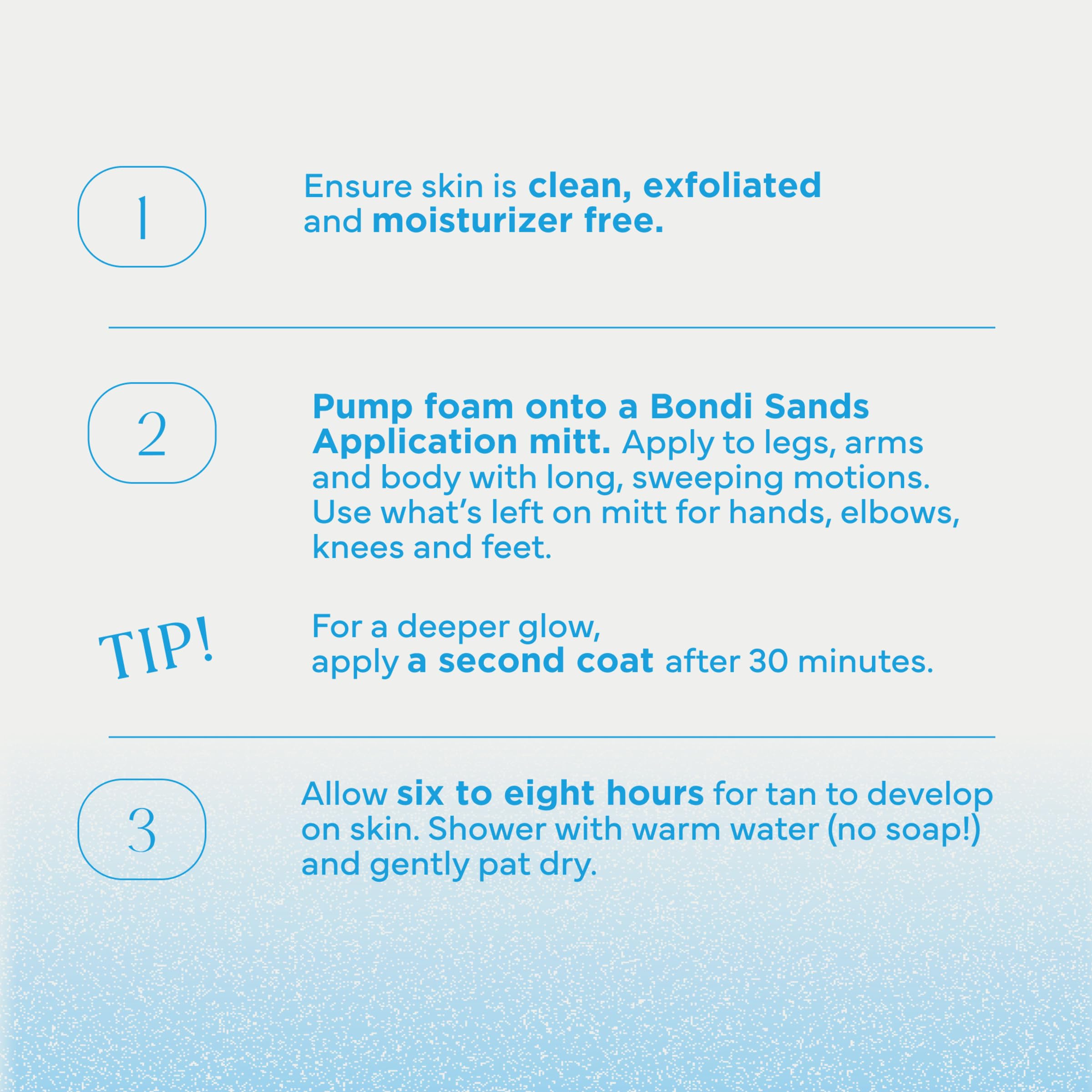 Bondi Sands lifestyle bathroom routine with mitt and foam for at-home tan