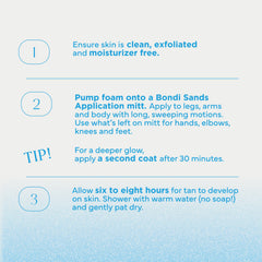 Bondi Sands lifestyle bathroom routine with mitt and foam for at-home tan