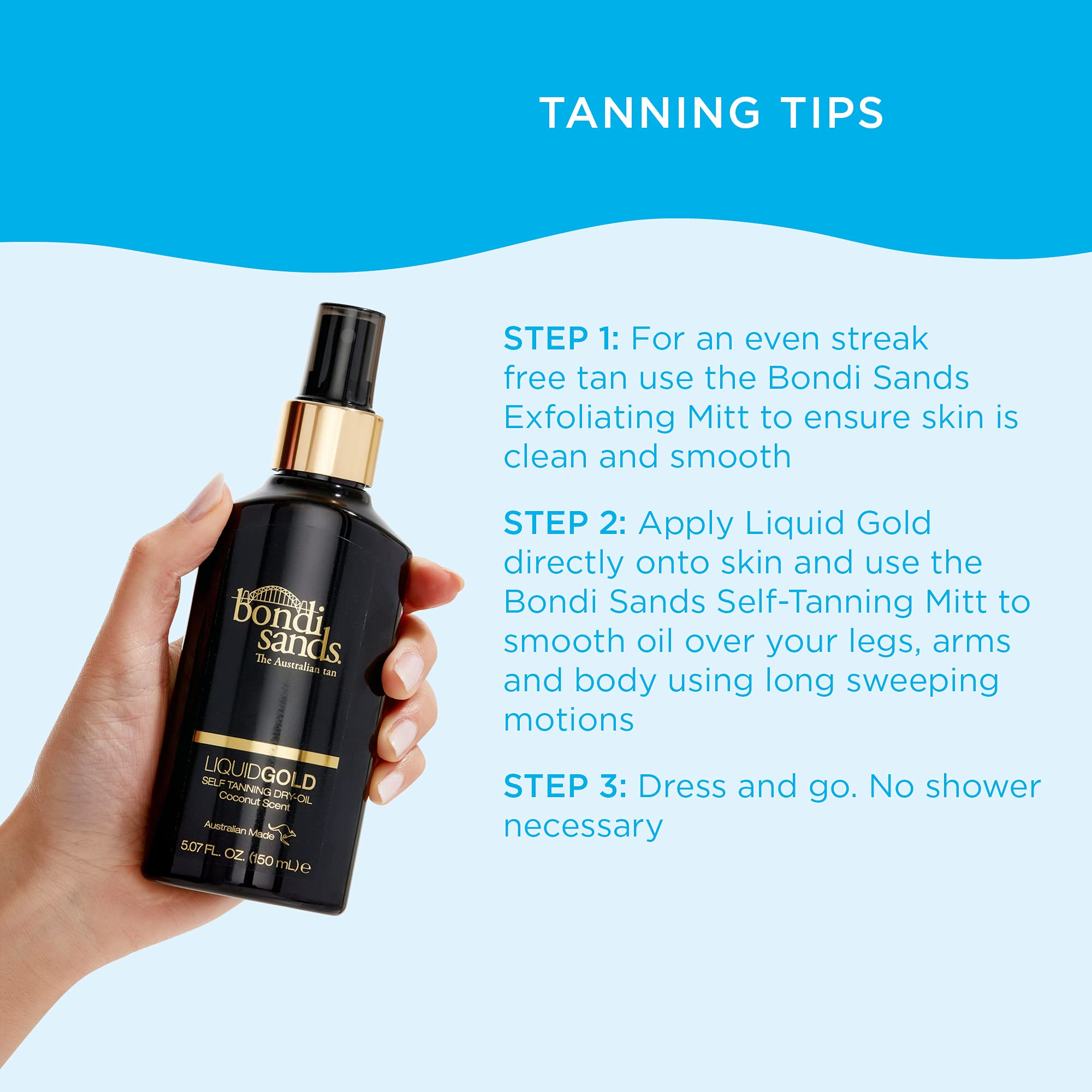 Bondi Sands in lifestyle beach setting showing sun-kissed radiant glow benefit