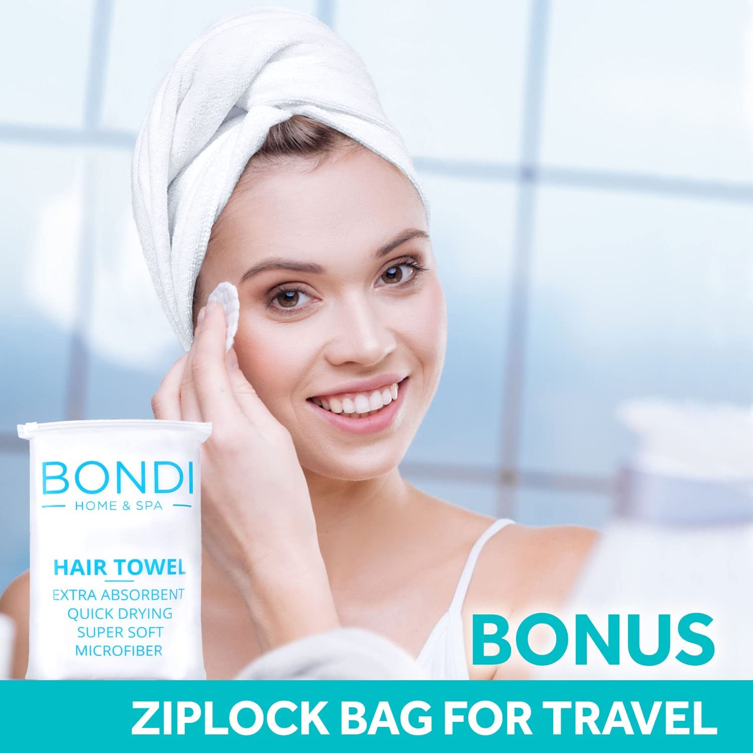 BONDI HOME & SPA towel draped over bath rail illustrating quick-dry convenience