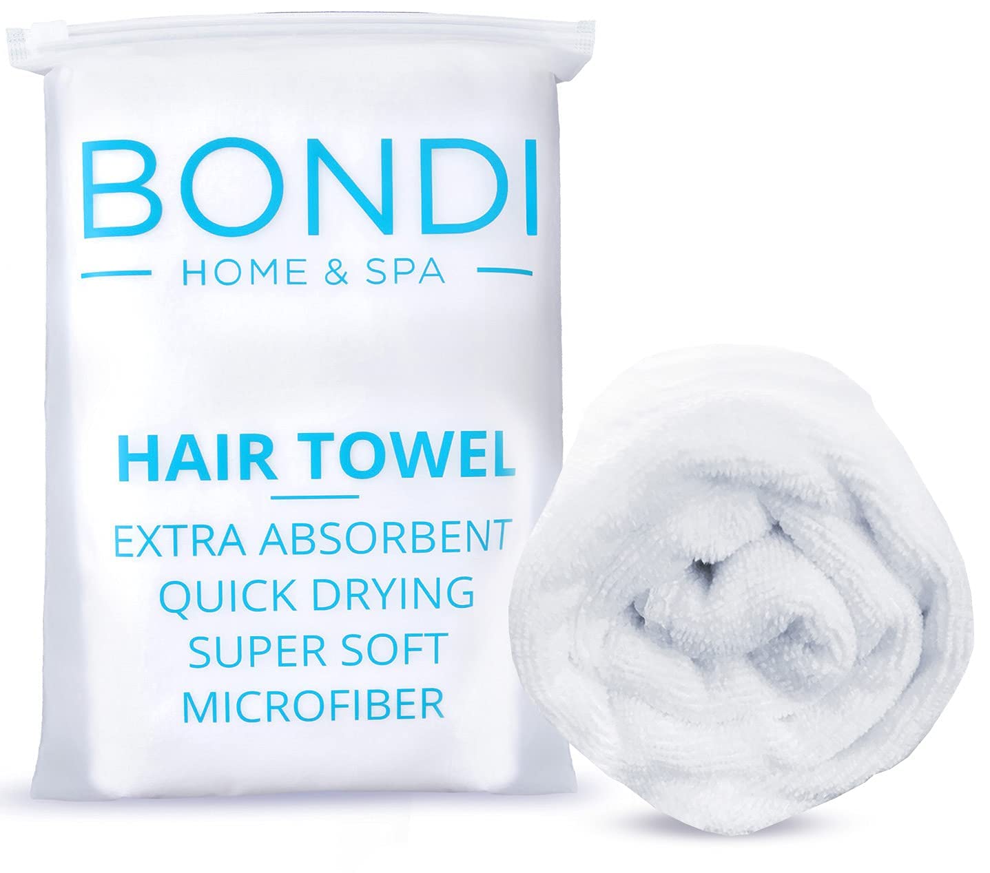BONDI HOME & SPA front view of XL microfiber towel showing full rectangle shape and size benefit