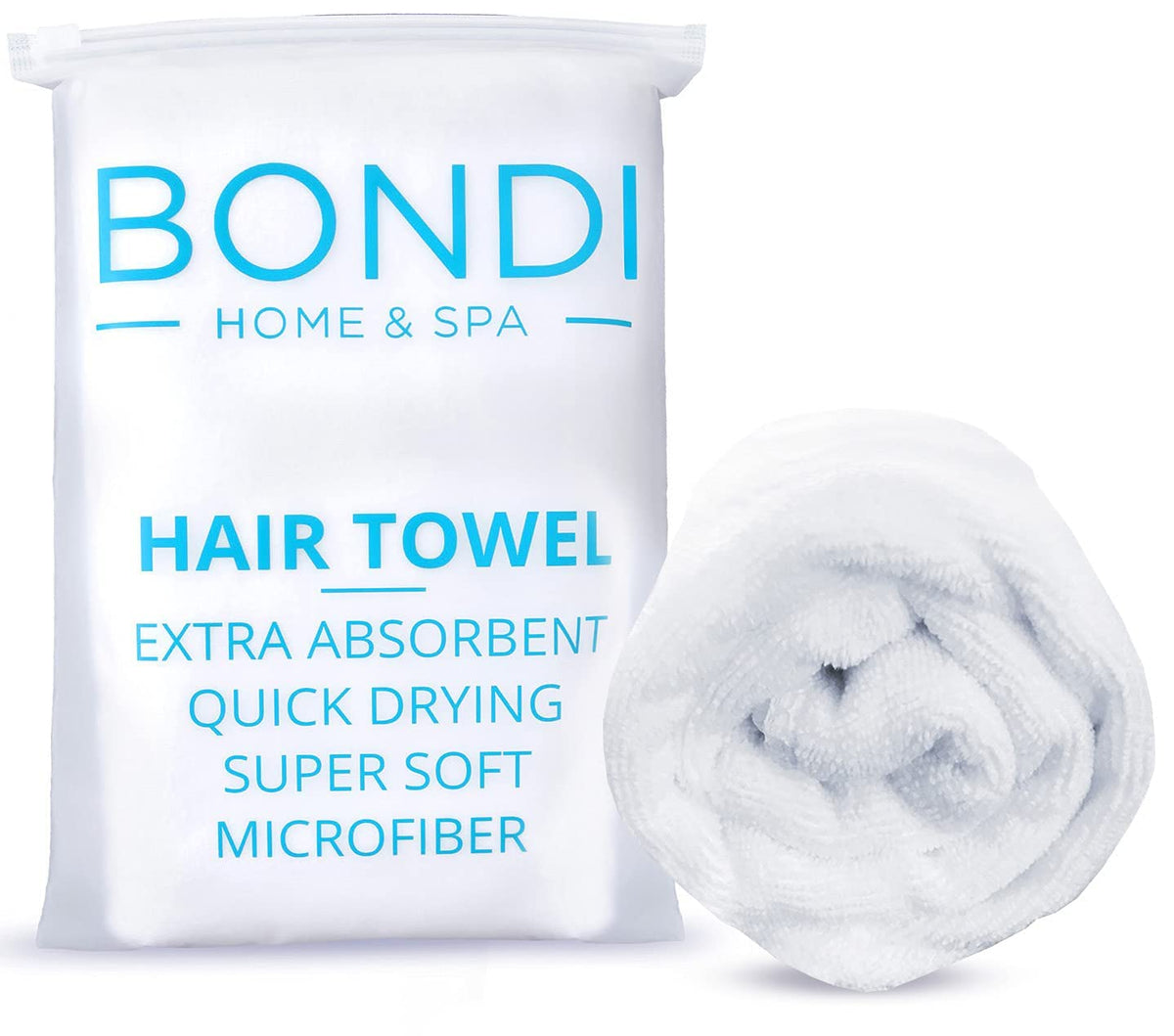 BONDI HOME & SPA front view of XL microfiber towel showing full rectangle shape and size benefit