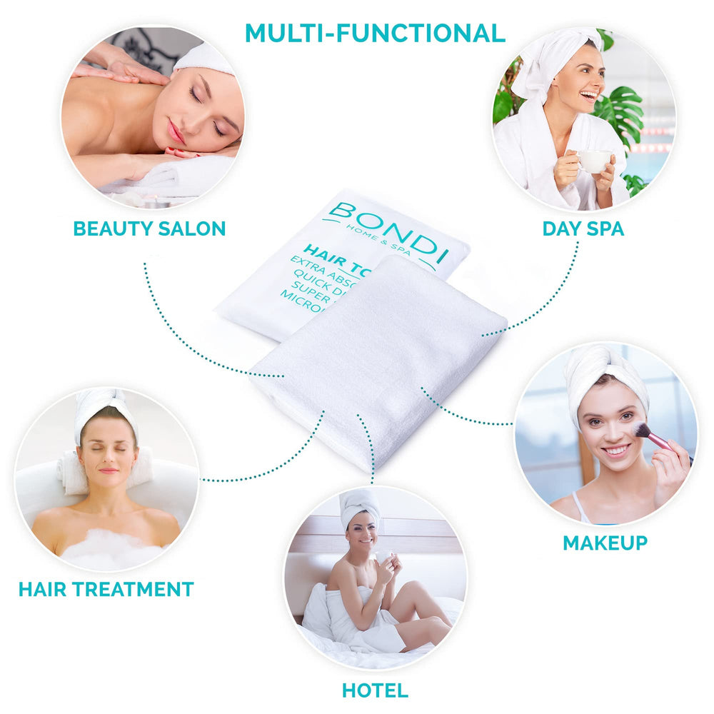 BONDI HOME & SPA model using towel to plop curls for reduced frizz and enhanced definition