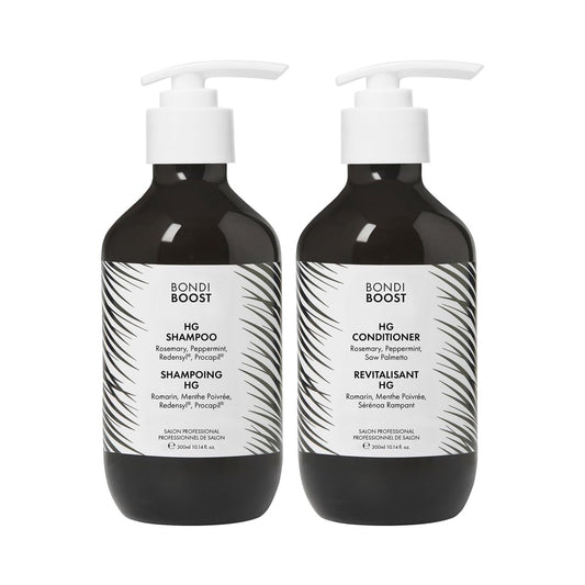 BondiBoost front packaging showing the anti-thinning shampoo and conditioner benefits