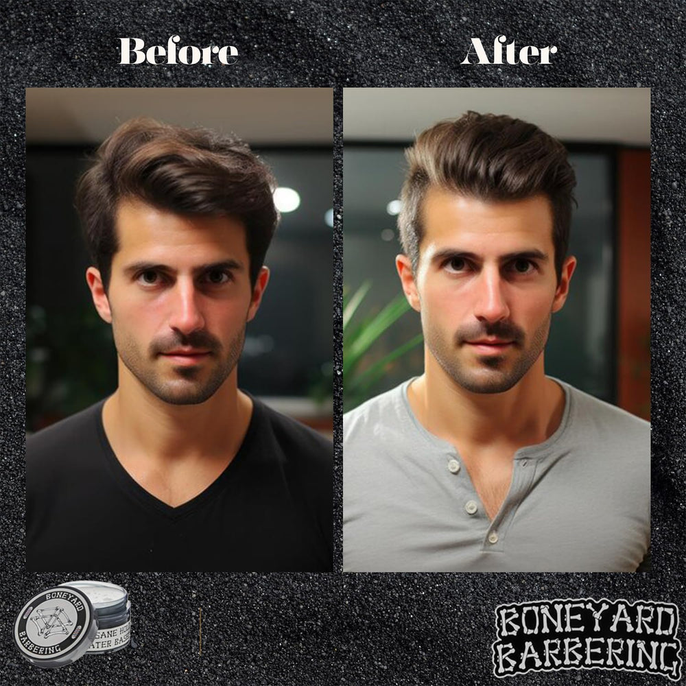 boneyard barbering hairstyle sideview showing natural matte texture and hold