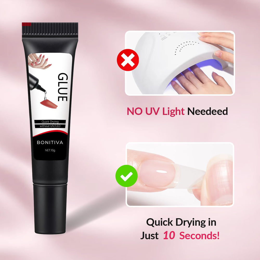 BONITIVA used on press-on nails showing secure hold for everyday activities